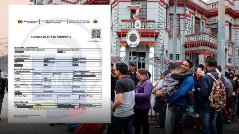 Planilla de solicitud de trámite para la cita del pasaporte venezolano