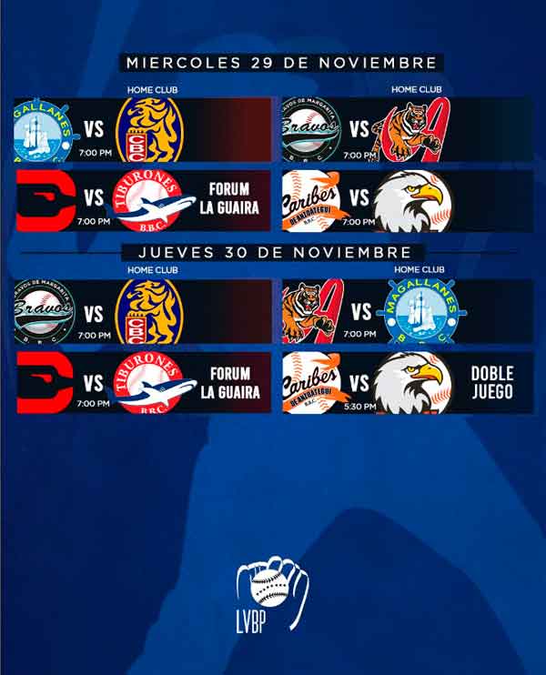 Partidos del beisbol de Venezuela en noviembre 3