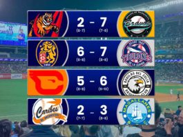 Resultados de la LVBP 30 de octubre tiburonesLa Guaira Leones del Caracas partidos del beisbol venezolano