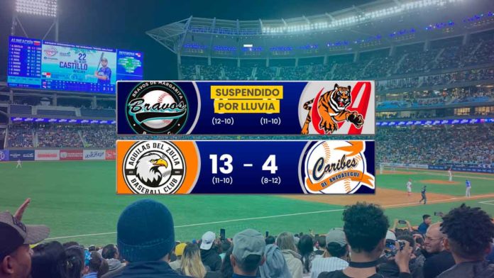 resultados juegos LVBP de ayer 7 de noviembre de 2024 partidos de Aguilas Caribes Bravos y Tigres en el beisbol venezolano